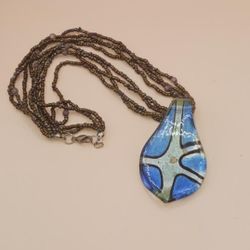 Seed Bead Fire Blown Pendant