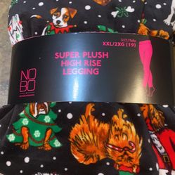 Christmas puppy dog super plush Leggins XXL new