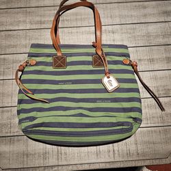 Dooney and Bourke Green Striped Tote Bag