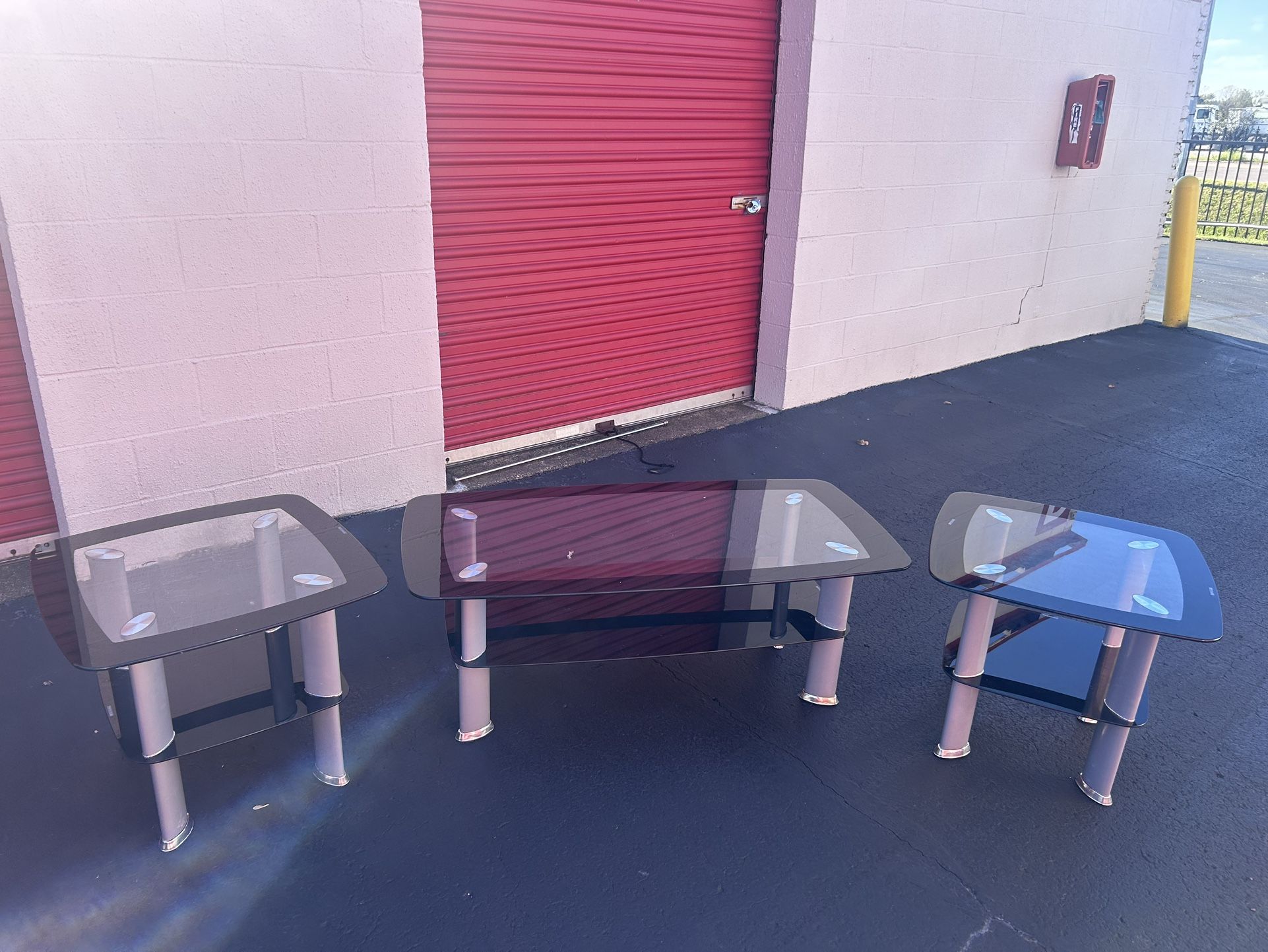 Tempered Glass Coffee Table Set