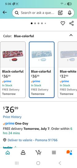 Ubotie Blue Colorful Wireless Keyboard And Mouse