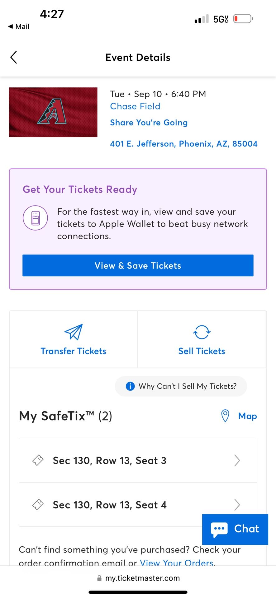 Baseball TICKETS Diamondbacks vs. Texas Rangers