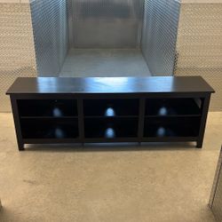 Modern Black TV Stand / Media Console – Storage Shelves