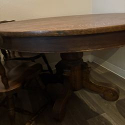 Antique Solid Wood Pedestal Table