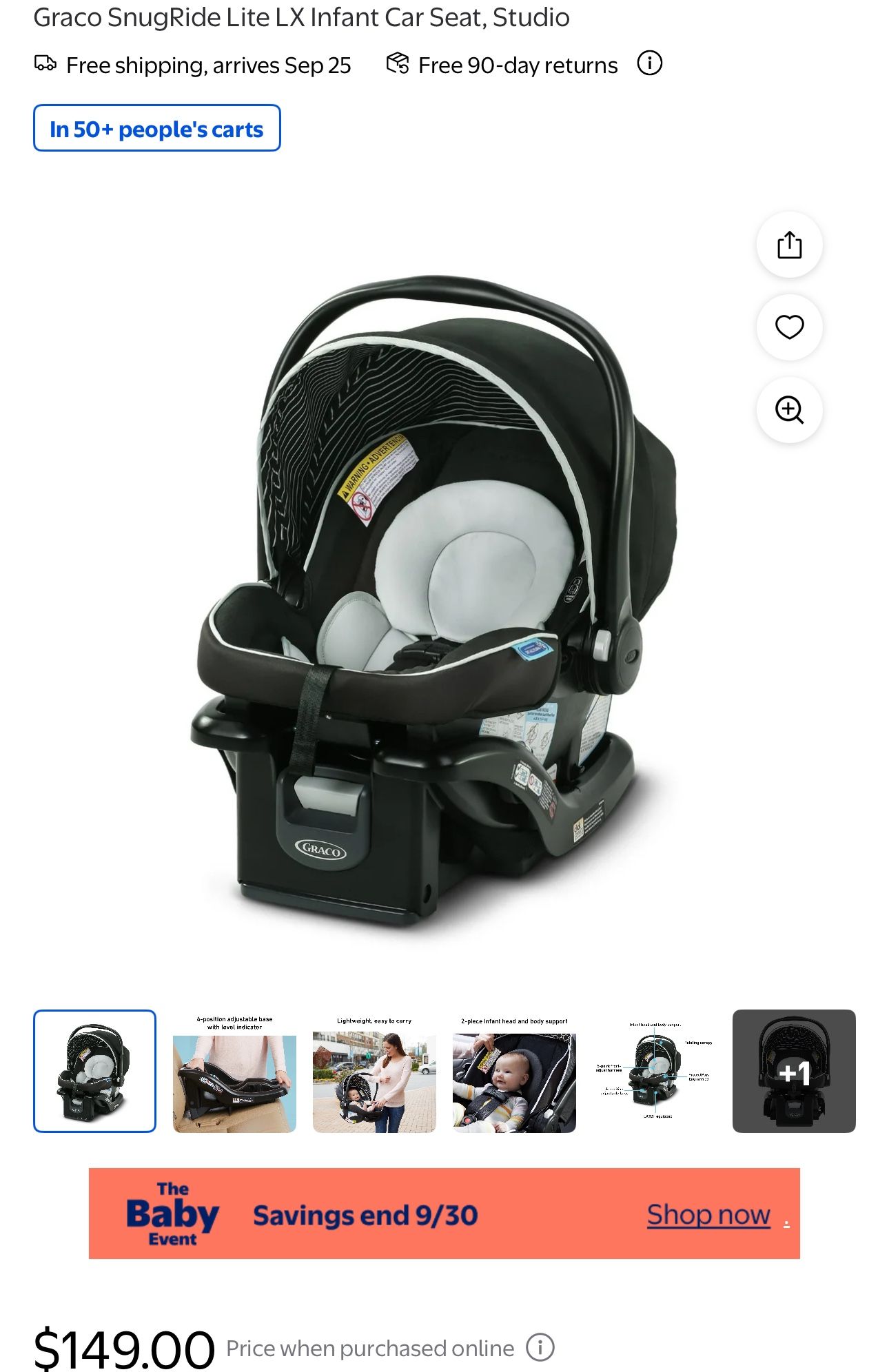 Graco Car Seat For Infants W/base