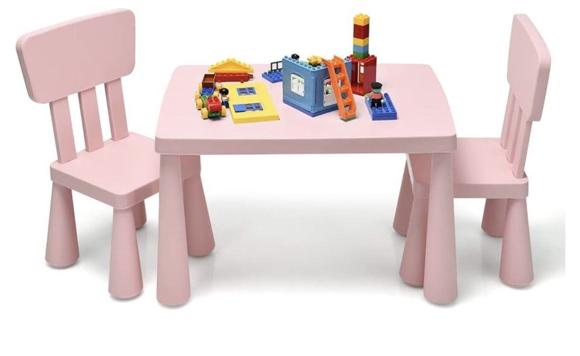 ilea kids table and 2 chairs-pink