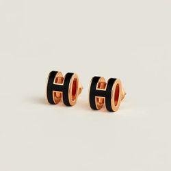 Mini Pop H Earrings NOIR Rose Gold Plated