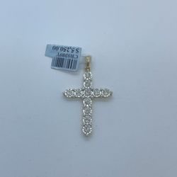Gold Diamond Cross Pendant 10K New 