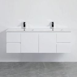  BATHROOM VANITY PVC Bathroom Vanity With Ceramic Top 59" × 18" × 19.7