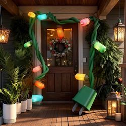 Christmas Decorations - 17Ft Christmas Giant Socket String Lights, with C26 Waterproof Jumbo Multicolored Light Bulb for Outdoor Indoor Outside Holida