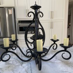 Black Wrought Iron Chandelier With Six Lights