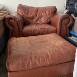 Leather Living Room Chair With Ottoman