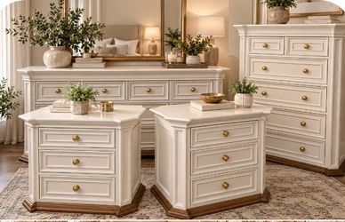 White and Gold Bedroom Dresser Set