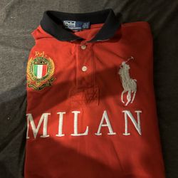 Milan Italia Red Big Pony Polo Shirt Custom Fit