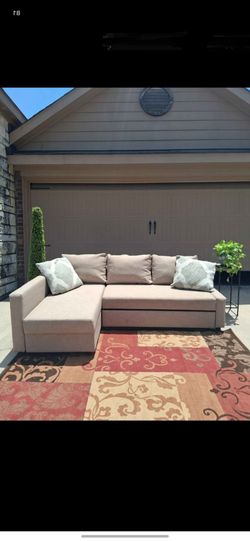 Ikea Beige Pullout Sectional Couch- Free Delivery