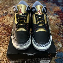 Jordan Retro 3 Black Cement Gold 