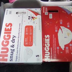 2 Boxes Huggies Size 5 Diapers $50