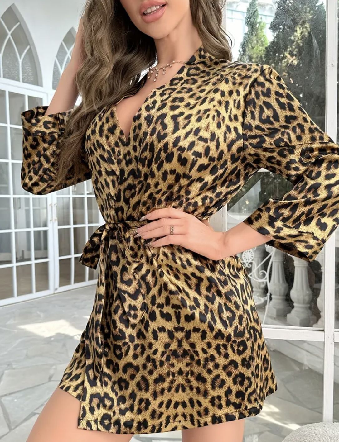 Leopard Print Night Robe With Belt Great Valentines Day Gift 
