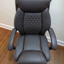 Reclining Faux Leather Office Chair With Footrest