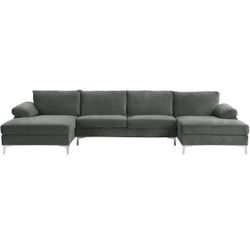 Modern Large Velvet Sectional Couch