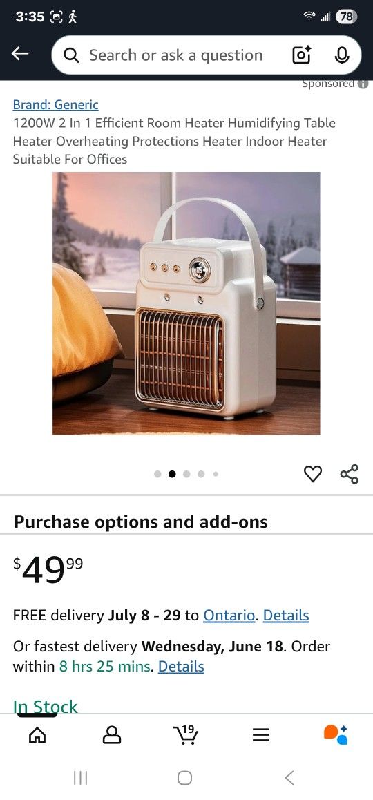 2 In1 Small Table Room Heater And Humidifier
