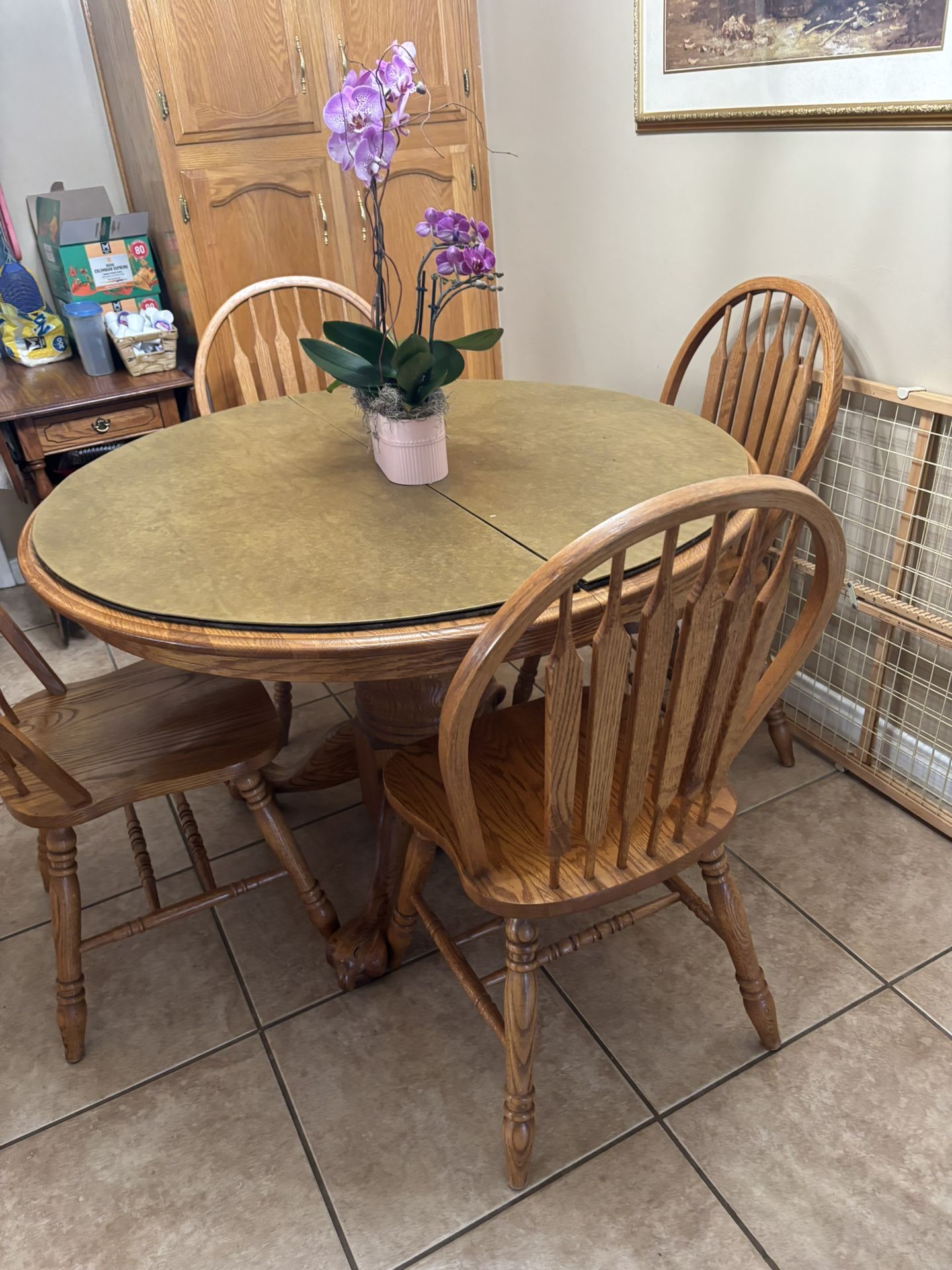 Solid Oak Dining Table & Chairs