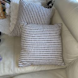 20x20 WHITE AND BEIGE striped Throw Pillows EXTRA FIRM