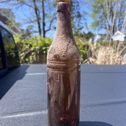 Brown Maywood Glass 4/5 Quart Wine or Juice Bottle With Grapes