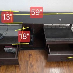 TV Stand Metal Frame With Drawers And Tempered Glass Top 