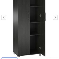 24" Utility Storage Cabinet in Black Oak