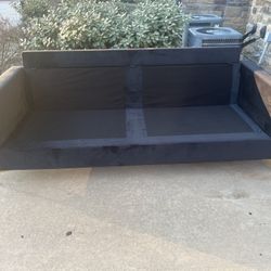 Modern Black Velvet Sofa with Gold Metal Legs