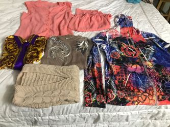 Women’s large clothes jacket sweater silk shirt top cotton