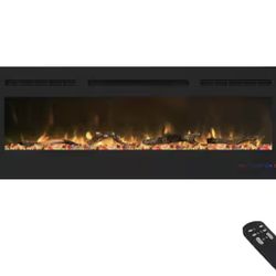 50 in. Electric Fireplace, Recessed and Wall Mounted Fireplaces, Remote, Overheating Protection, 1500W/750W, Black