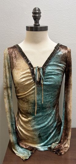 Y2K Daytrip Women's Multicolor Fairycore  Front Tie Top Sz S