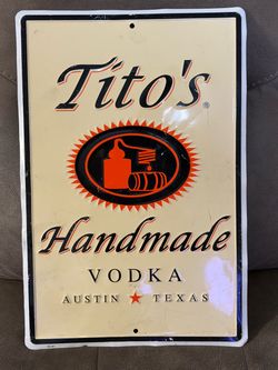 Tito’s Handmade Vodka Embossed Metal Advertising Sign 18x12 Austin Texas