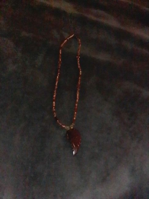 Vintage Bold Dramatic Abalone Gem With Faux Amber Necklace