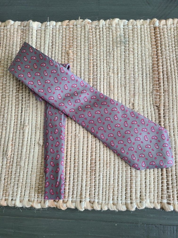 Egon Von Furstenberg Paisley Gray Tie 100% Silk Italian