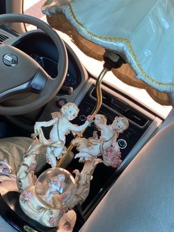 Cherub Angel Figurine Lamp with Snow Globe