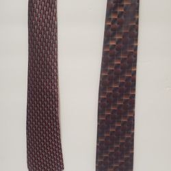 TWO 100% SILK VAN HEUSEN TIES 