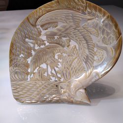 Vintage Carved Chinese Abalone Seashell