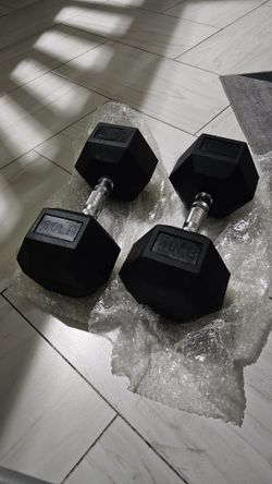 New Pair Of 40lbs Rubber Hex Dumbbells