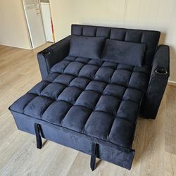 Brand New Sofa Pull Out Bed Futon W/ 2 Cup Holder USB OUTLET $389  