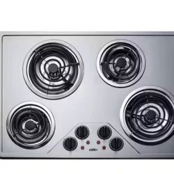 Summit Appliance 29.38 in. Coil Top Electric Cooktop in Stainless Steel with 4 Elements