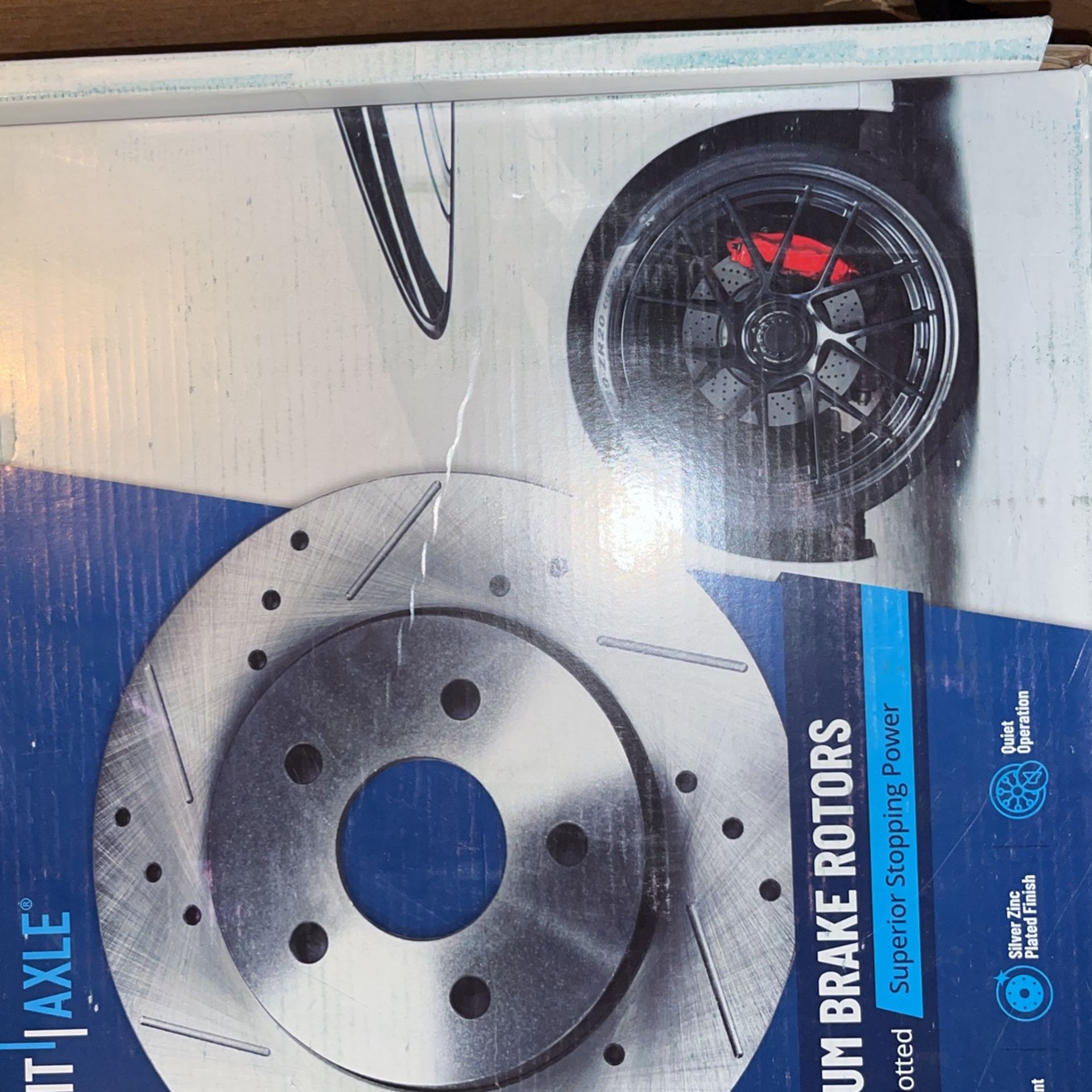 TOP NOTCH Premium Brake Rotors Silver Zinc Slotted & Drilled