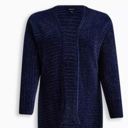Gorgeous Blue Color & SO SOFT ! Chenille Open Cardigan