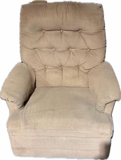 Brown cloth reclining/rocking chair