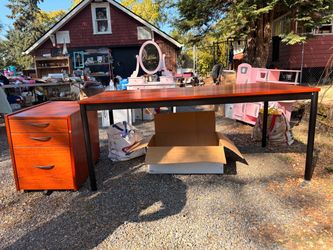 Desk and file cabinet