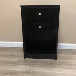 Black-Night Stand with Silver Knobs and Drawers