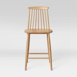 Set of 3 Solid Wood Bar Stools – Modern Natural Wood