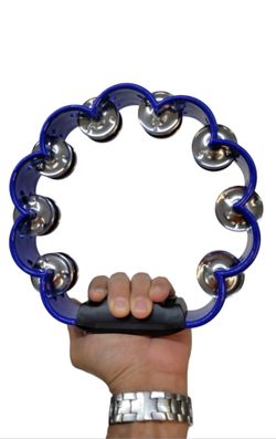 Blue 8" Scalloped Tambourine. 1 For $19. Or 2 For $32